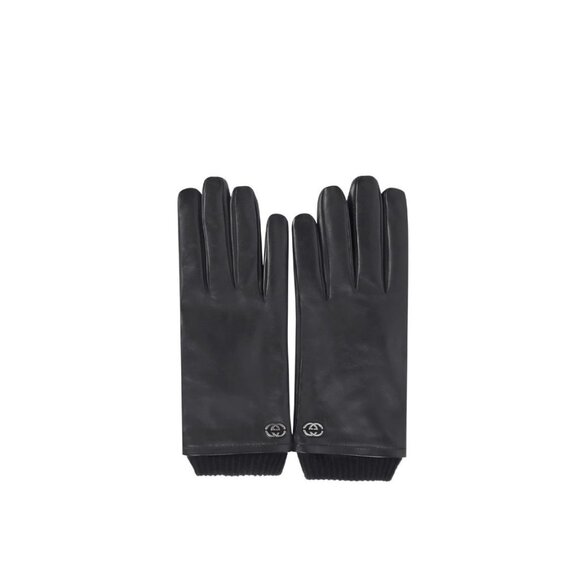 NWT GUCCI GLOVES LEATHER GG LOGO BLACK SZ 10.5 / L - Picture 1 of 8